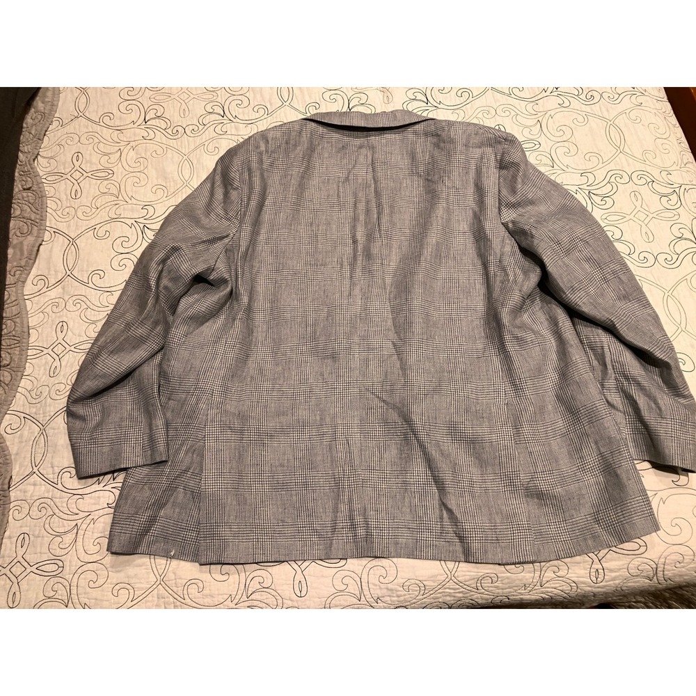 Biltmore Mens 50R Grey Glen‎ Plaid 100% Linen Unstructured Sport Coat Blazer - Picture 10 of 15